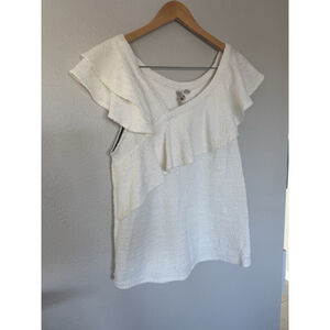 Anthropology Dolan Louisa Ivory Off Shoulder Ruffle Top Size Large